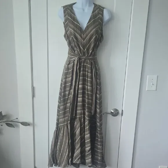 NEW Calvin Klein Gray and Green Sleeveless V-Neck Maxi Sundress - Picture 1 of 5